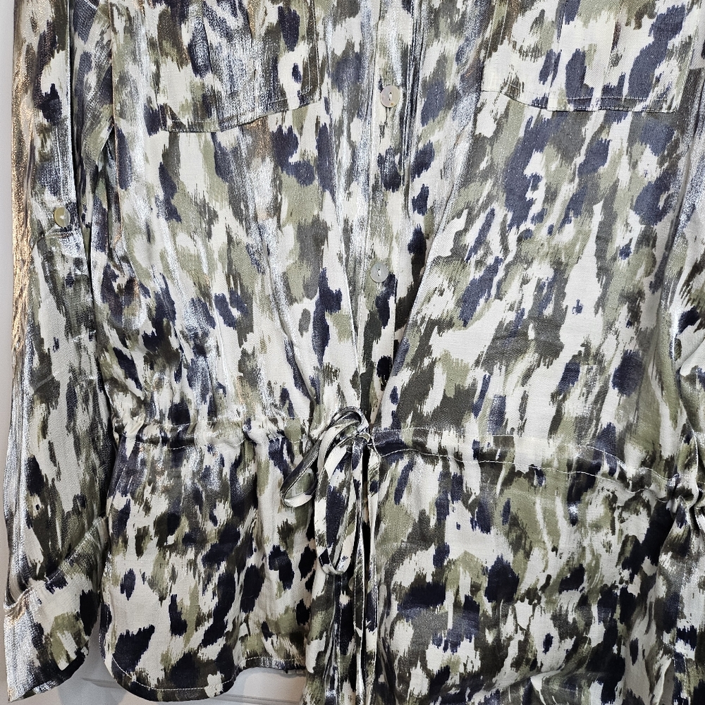 Ruby Rd Camo Metallic Button Front Utility Tunic … - image 5
